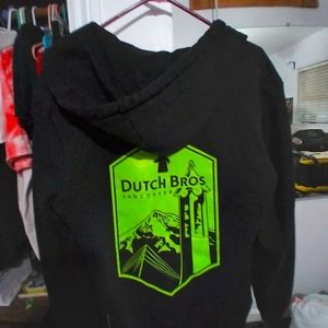 Super RARE Dutch Bros Hoodie: Black and Neon Green LG